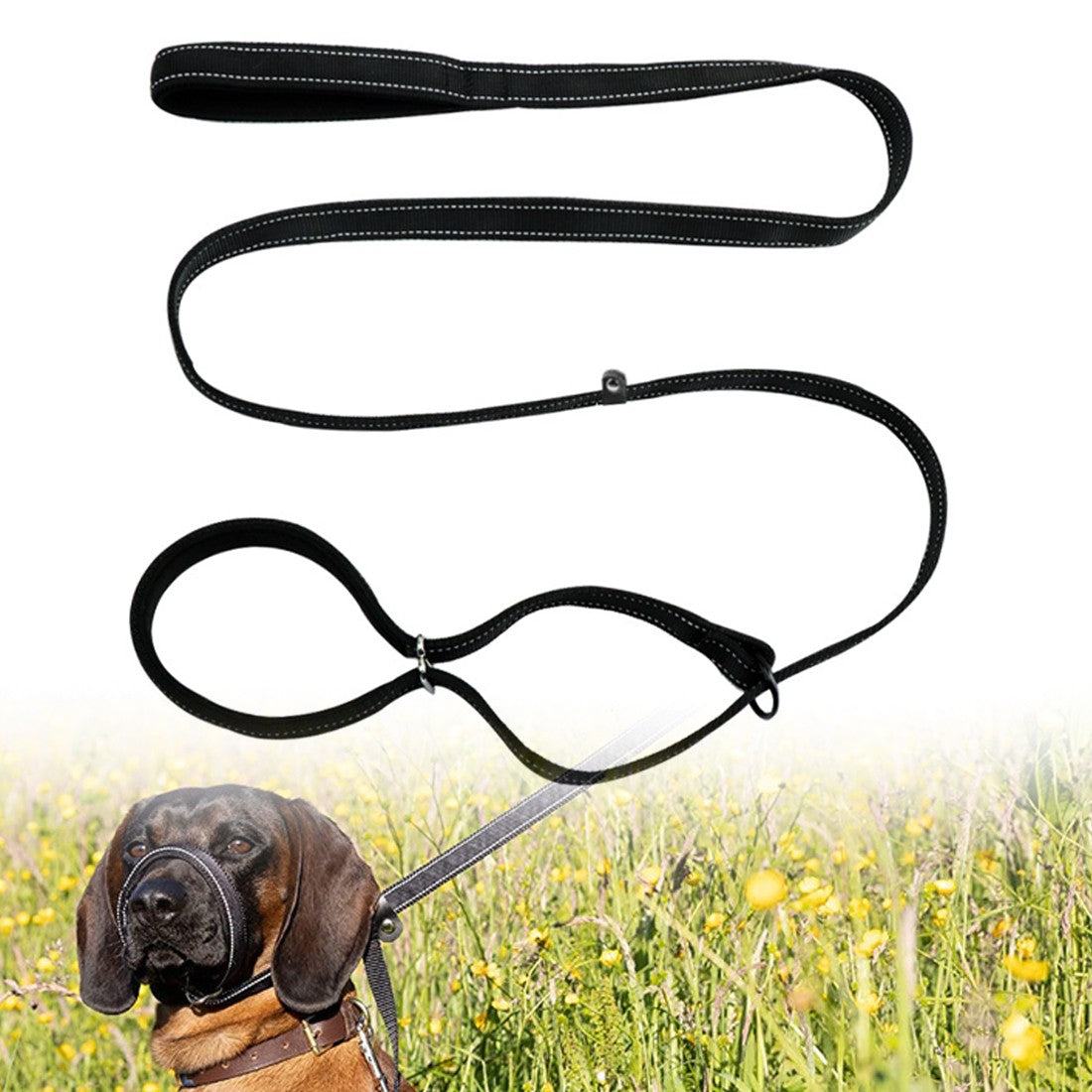 2-in-1 Dog Muzzle & Lead with Waste Bag Dispenser