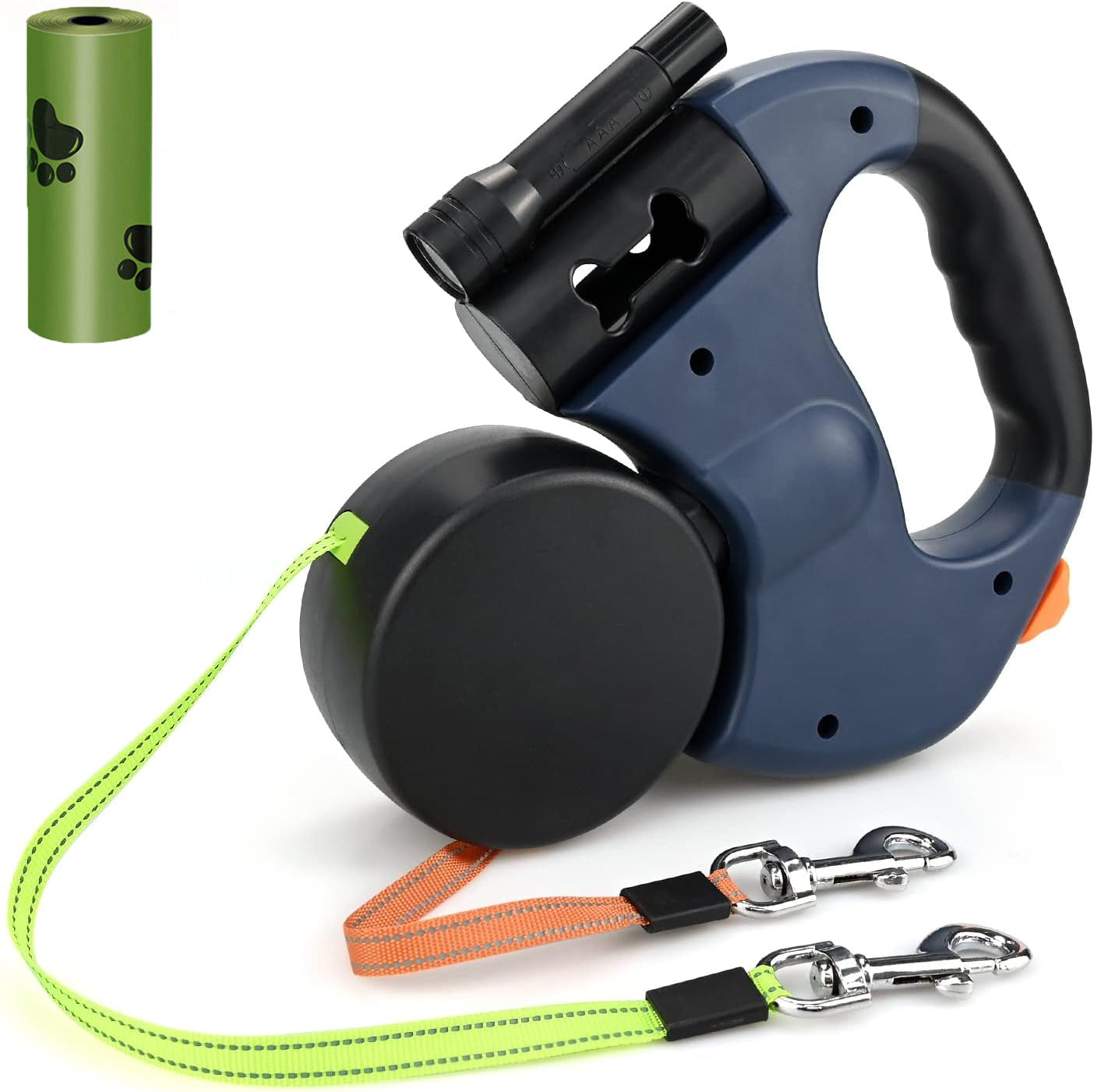 360° Retractable Double Dog Lead — For Walking Two Dogs