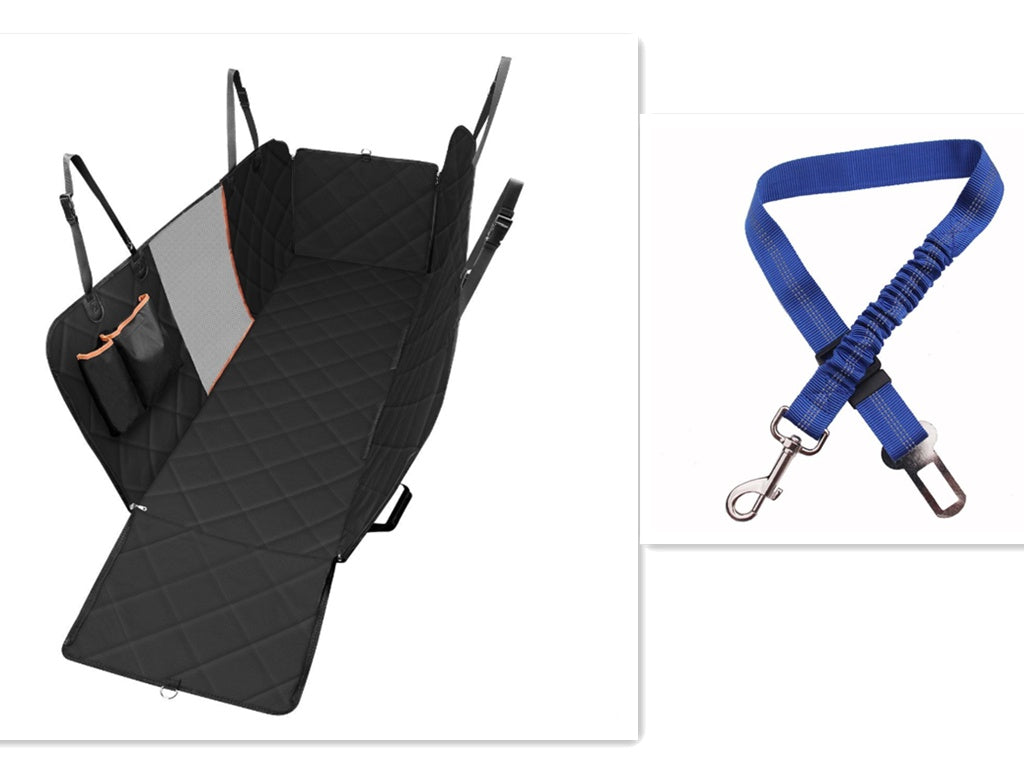 Dog Car Seat Cover Hammock — Waterproof with Mesh Window & Pockets