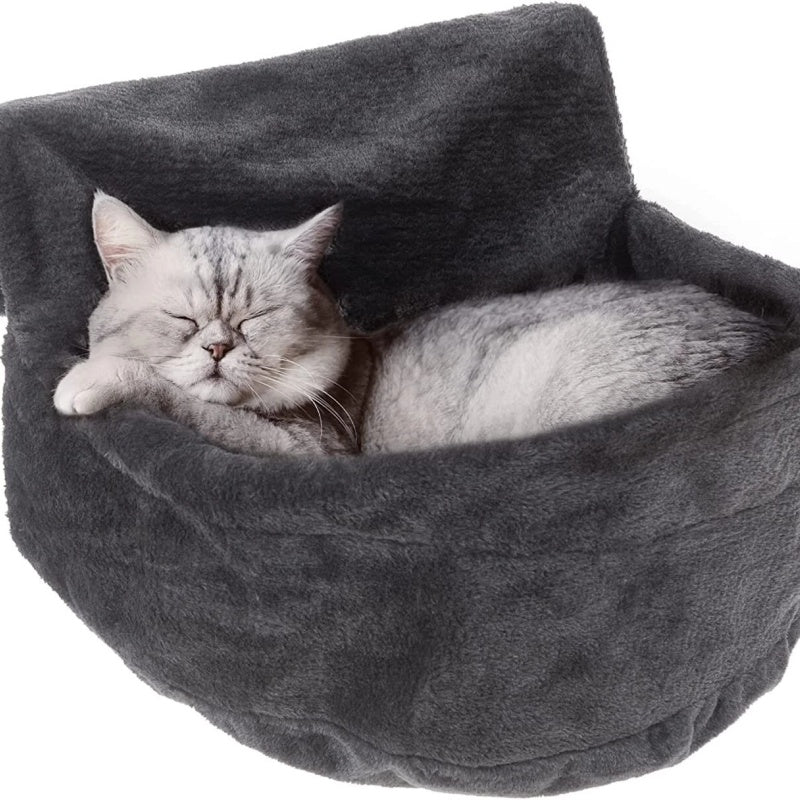 Cat Radiator Bed — Faux Fur Hanging Hammock with Warm Fleece Cover