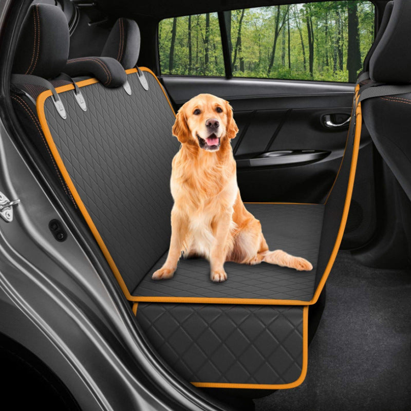 Dog Car Seat Cover Hammock — Waterproof with Mesh Window & Pockets