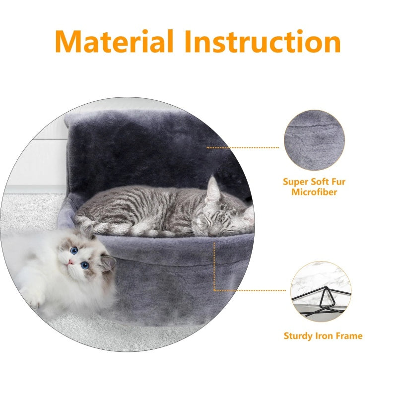 Cat Radiator Bed — Faux Fur Hanging Hammock with Warm Fleece Cover