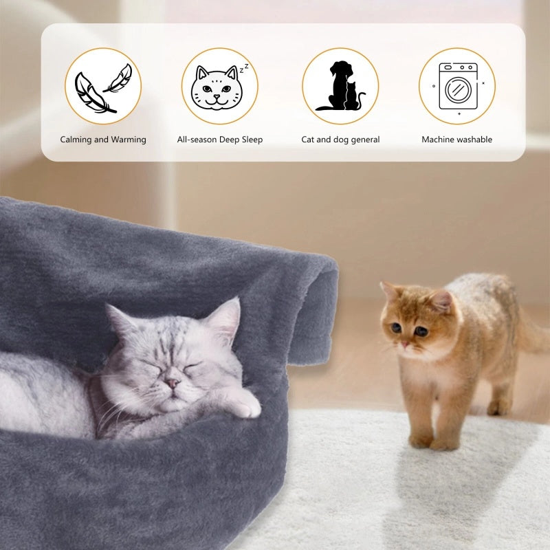 Cat Radiator Bed — Faux Fur Hanging Hammock with Warm Fleece Cover