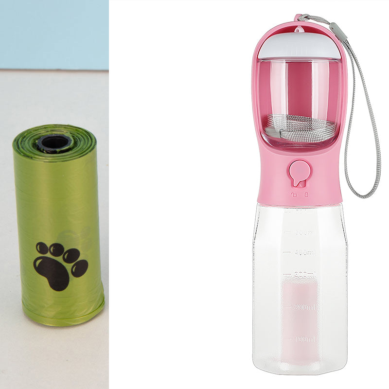 3-in-1 Pet Water Bottle, Feeder & Waste Bag Dispenser