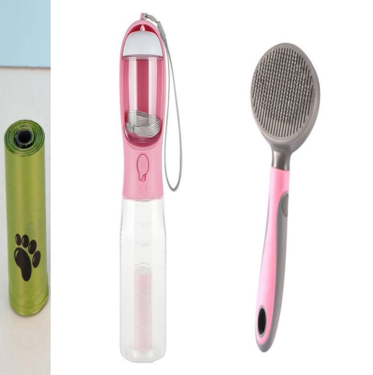 3-in-1 Pet Water Bottle, Feeder & Waste Bag Dispenser