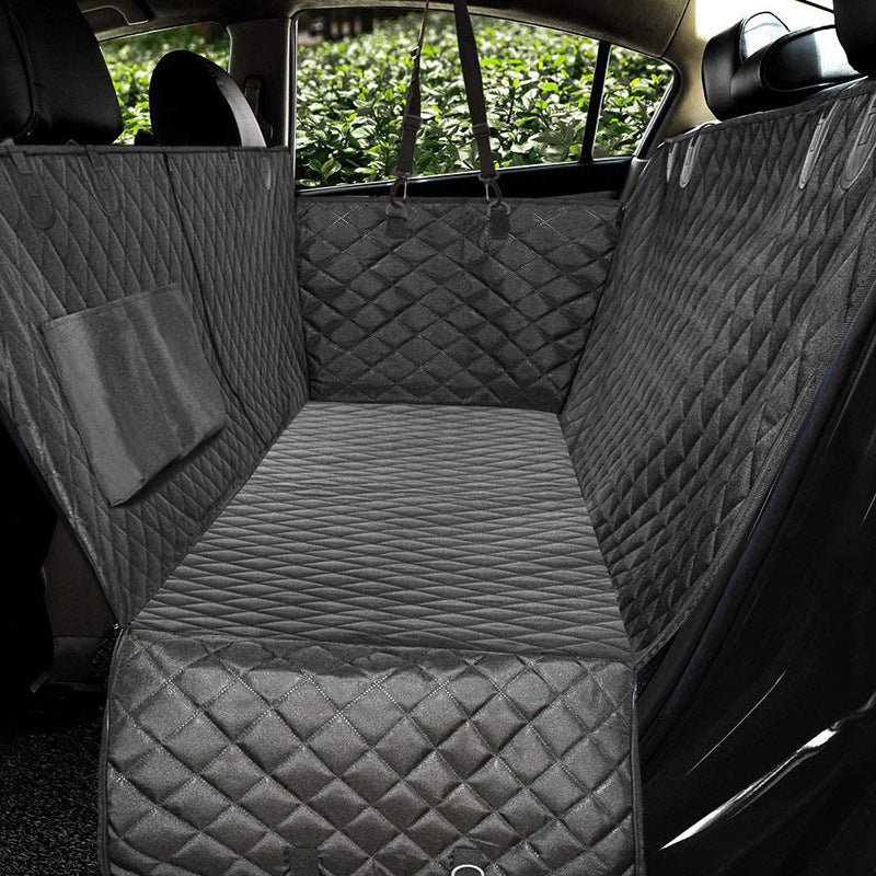 Dog Car Seat Cover Hammock — Waterproof with Mesh Window & Pockets