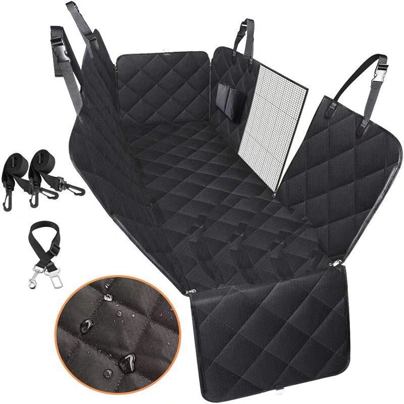 Dog Car Seat Cover Hammock — Waterproof with Mesh Window & Pockets