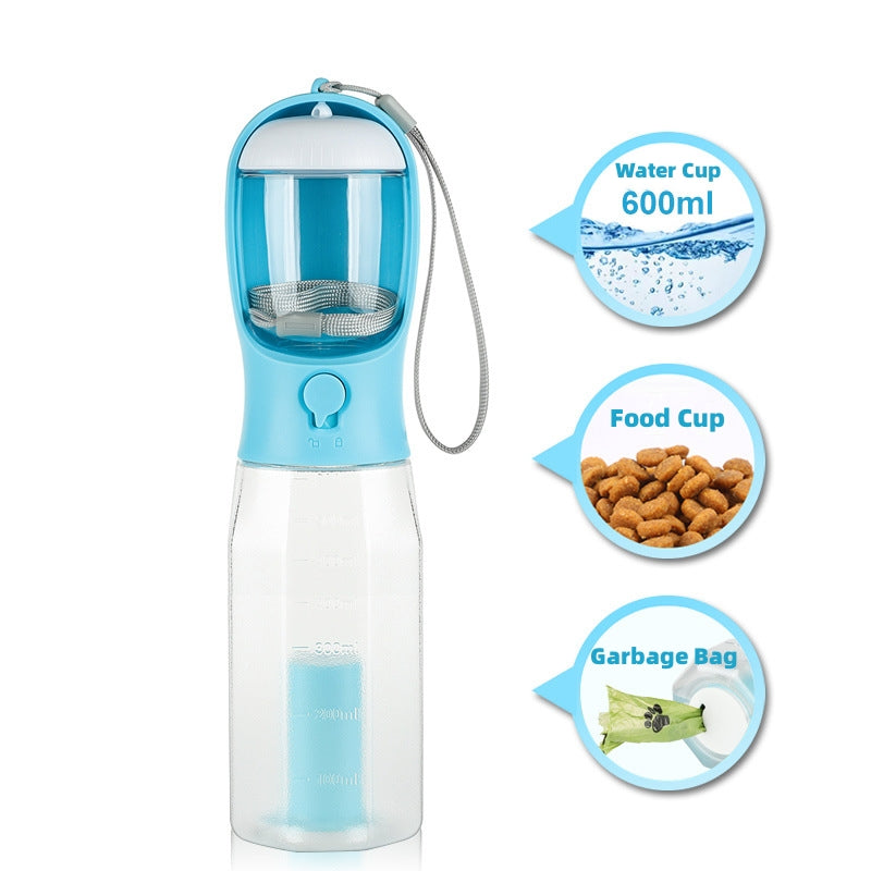 3-in-1 Pet Water Bottle, Feeder & Waste Bag Dispenser