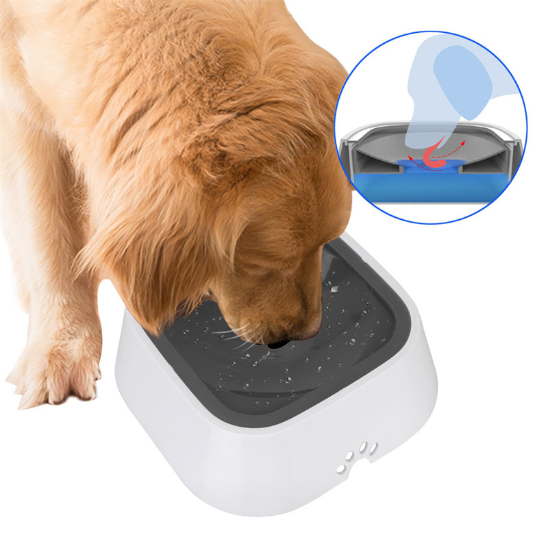 1.5L Floating Anti-Overflow Pet Water Bowl — Slow Feeder Dispenser