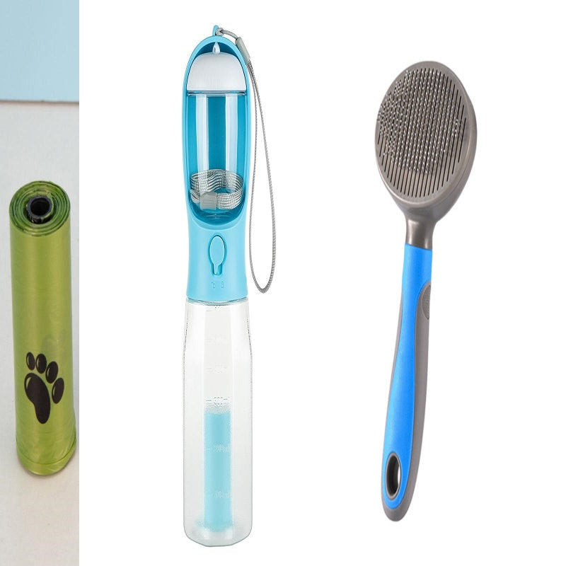 3-in-1 Pet Water Bottle, Feeder & Waste Bag Dispenser